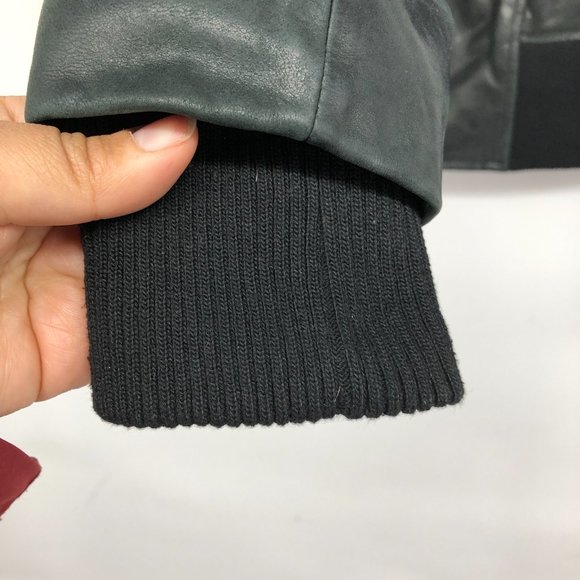 Nordstrom's Make + Model Black Leather Bomber Jacket size M - Picture 5 of 14